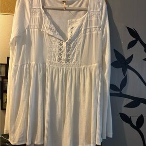 FP Movement by Free People White Embroidered Blouse